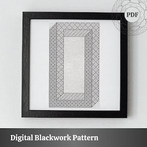 Blackwork PDF-mönster - Omöjlig form - Digitalt broderimönster - Direkt nedladdning av PDF för utskrift och visning på prylar