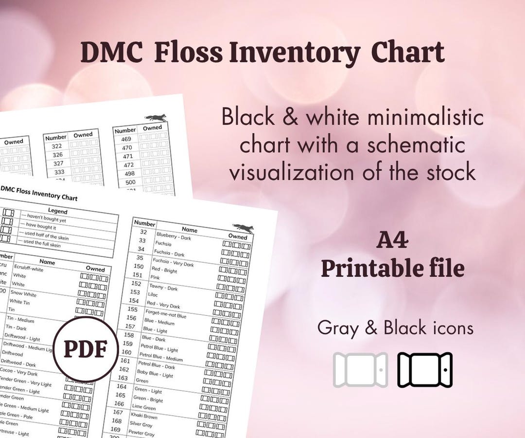DMC Floss Inventory Chart - Statistics Visualization - Printable ...