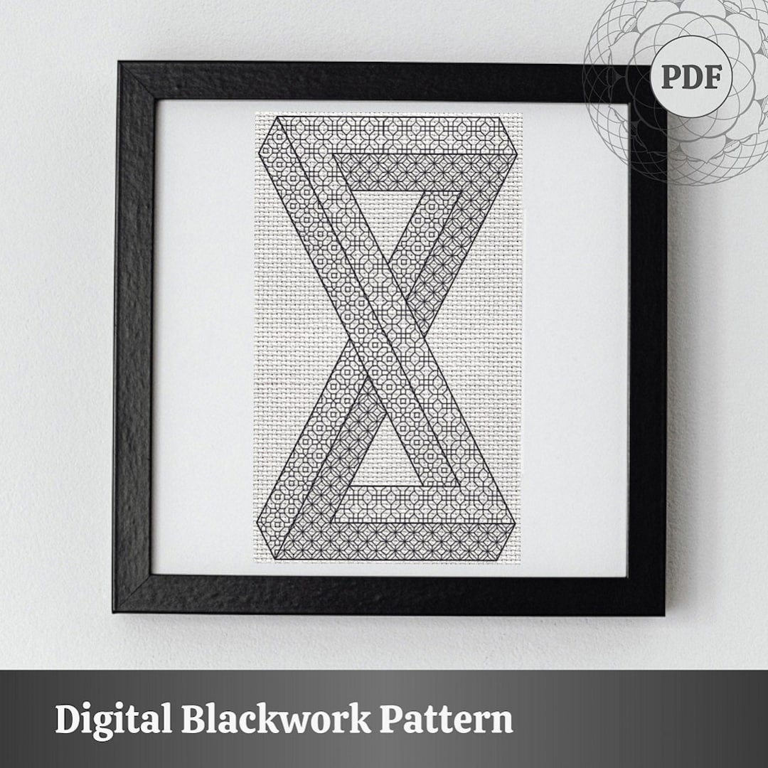 Blackwork PDF Pattern - Impossible Shape - Embroidery Digital Pattern ...