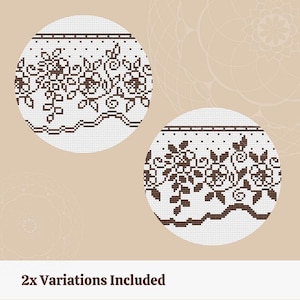 Lace Border Cross-Stitch Pattern - Embroidery Digital Scheme - Easy Repeat Pattern - Instant Download for printing - For Beginners