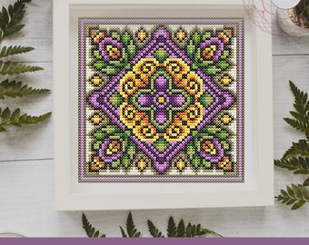 Geometric Mandala Cross-Stitch Pattern: Modern Embroidery (Digital Download)