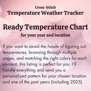 Temperatuurtabel klaar om te borduren voor jaar en locatie - kruissteek pdf-patroon - normaal en schrikkeljaren - compatibel met patroonhouder