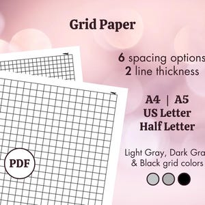 Printable Grid Paper Bundle - Square Checkered PDF - A4 A5 Letter Sizes