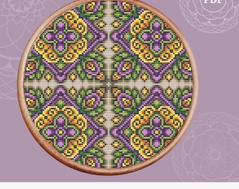 Geometric Mandala Cross-Stitch Pattern: Modern Embroidery (Digital Download)