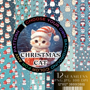 Cat Christmas Wrapping Paper, Printable Digital, Download File, Gift Christmas 2024, Seamless Pattern, Journal, Scrapbooking, Christmas Gift