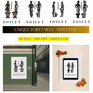 Toiletbord Thaise kunst, uniek toiletbord, toilet in Thaise stijl, toiletbord, digitale download, afdrukbaar