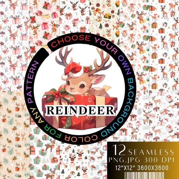 Reindeer Printable seamless ,Christmas Wrap Paper for Gift, Reindeer Background, Digital Paper, Seamless Pattern for Download Printable