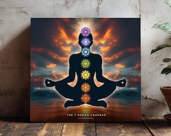 Chakra Wall Art Bundle, 2 Printable 7 Chakra Posters, Spiritual Artwork for Yoga & Healing