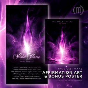 Bundle - Violet Flame of Master Saint Germain - Divine Transformation and Transmutation - Affirmation Printable Wall Art and Bonus Poster