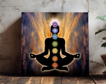 Chakra Meditation Wall Art, 7 Energy Centers, Ayurveda Spiritual Poster ...