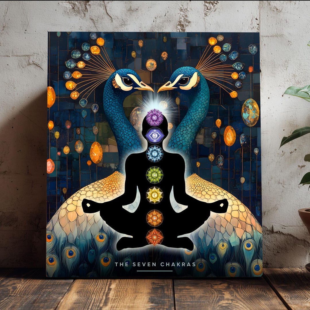 Chakra Meditation Poster – 7 Energy Centers, Yoga Healing Art ...