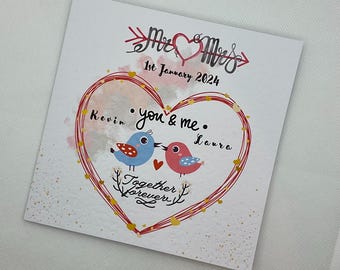 Handmade Personalised Wedding Card: Custom Name & Date Keepsake