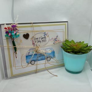 Personalised Wedding Guest Book with Dry Flowers & Pen - Handmade