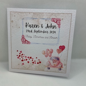 Carte de mariage personnalisée faite main - Nom et date personnalisés. Cadeau souvenir de mariage. Carte pour couple.