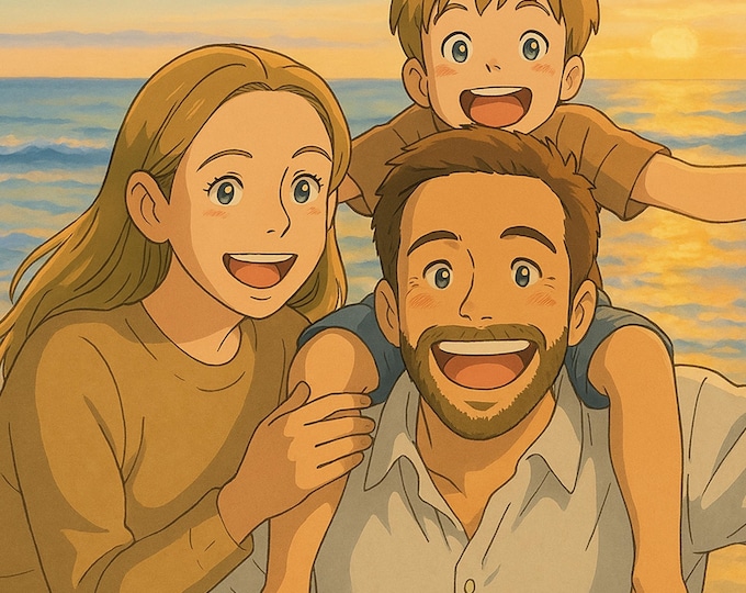 Art personnalisé de style Ghibli | Portraits animés pour couples, familles et animaux de compagnie | Anime photo personnalisé de style Ghibli à partir d'un cadeau photo | Cadeau de mariage