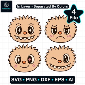Labubu Face SVG, PNG, DXF, Cut File - Instant Digital Download - Cricut Friendly - Cutting Machine For Printing or Vinyl Cutting