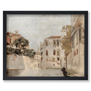 Póster de pintura vintage de la vista de Venecia: impresión retro de la vista de Venecia, arte italiano, arte paisajístico, decoración para la oficina, el dormitorio o la sala de estar