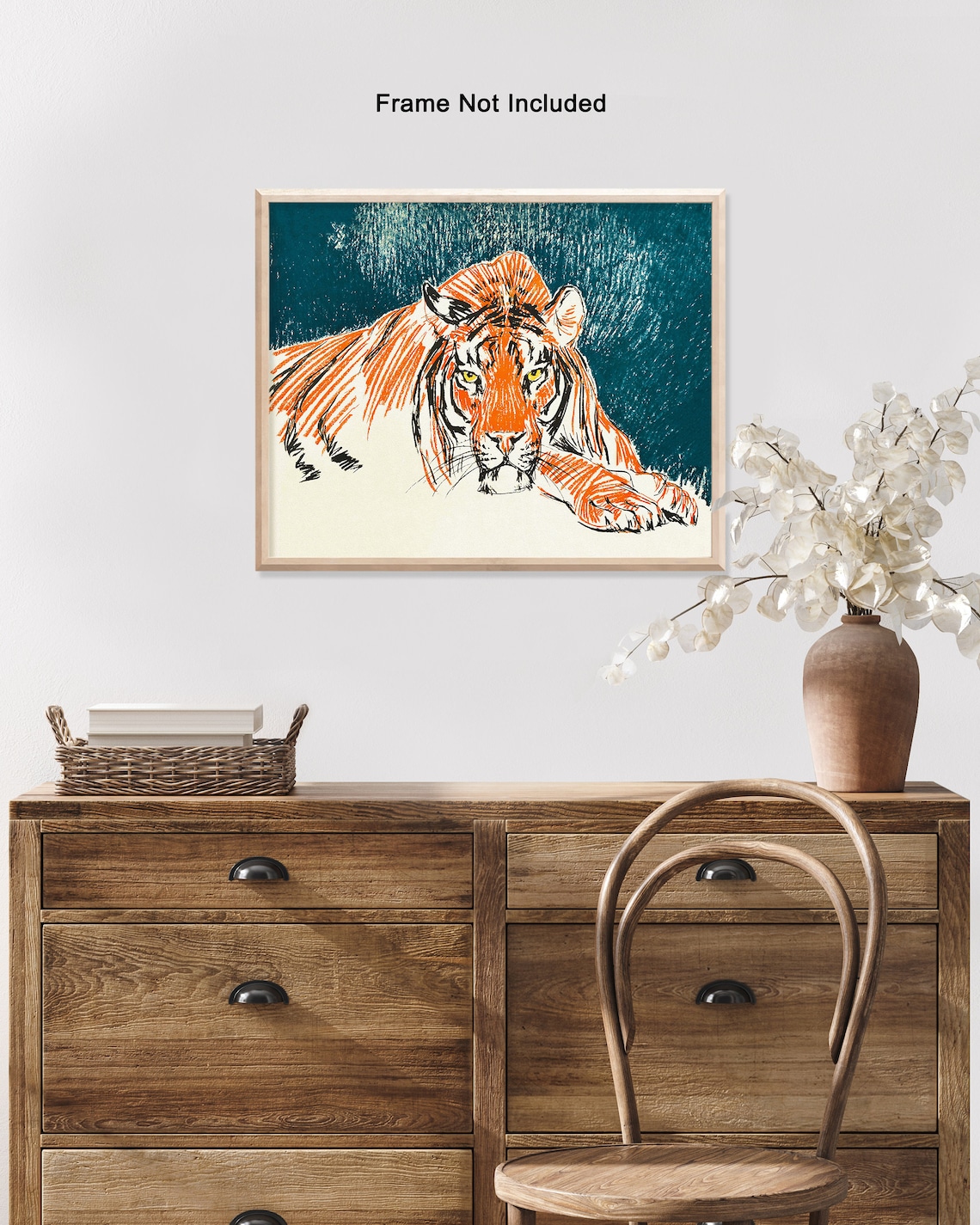 Vintage Tiger Poster Retro Wild Cat Print Colorful Sketch Art Gift for ...