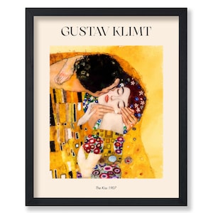 Póster de Gustav Klimt - Impresión de El beso - Arte simbólico - Arte con pan de oro - Arte romántico - Decoración de pared para sala de estar u oficina estilo Art Nouveau