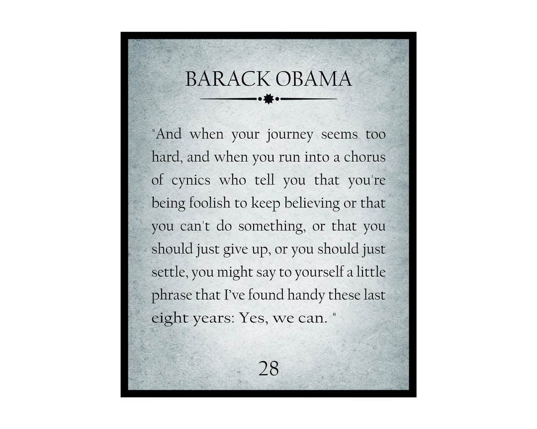 President Barack Obama Poster Yes We Can Print Motivational Quote Art