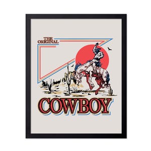 Póster de cerveza original vintage - Impresión retro de vaqueros - Arte de comida y bebida - Arte del oeste - Arte de rodeo - Arte del salvaje oeste - Arte publicitario
