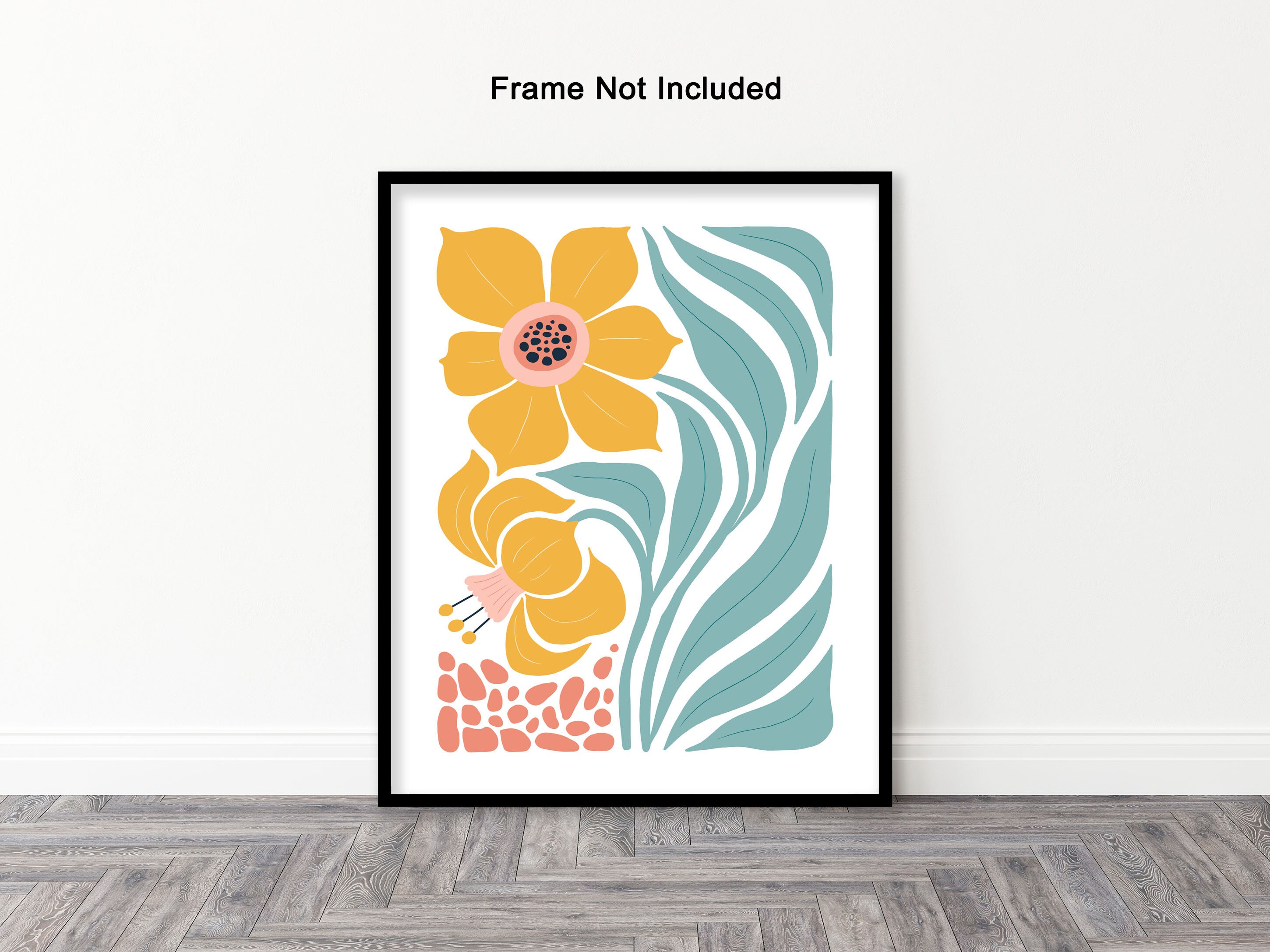 Yellow Flowers Poster Retro Daffodil Print Spring Flower Art Groovy ...