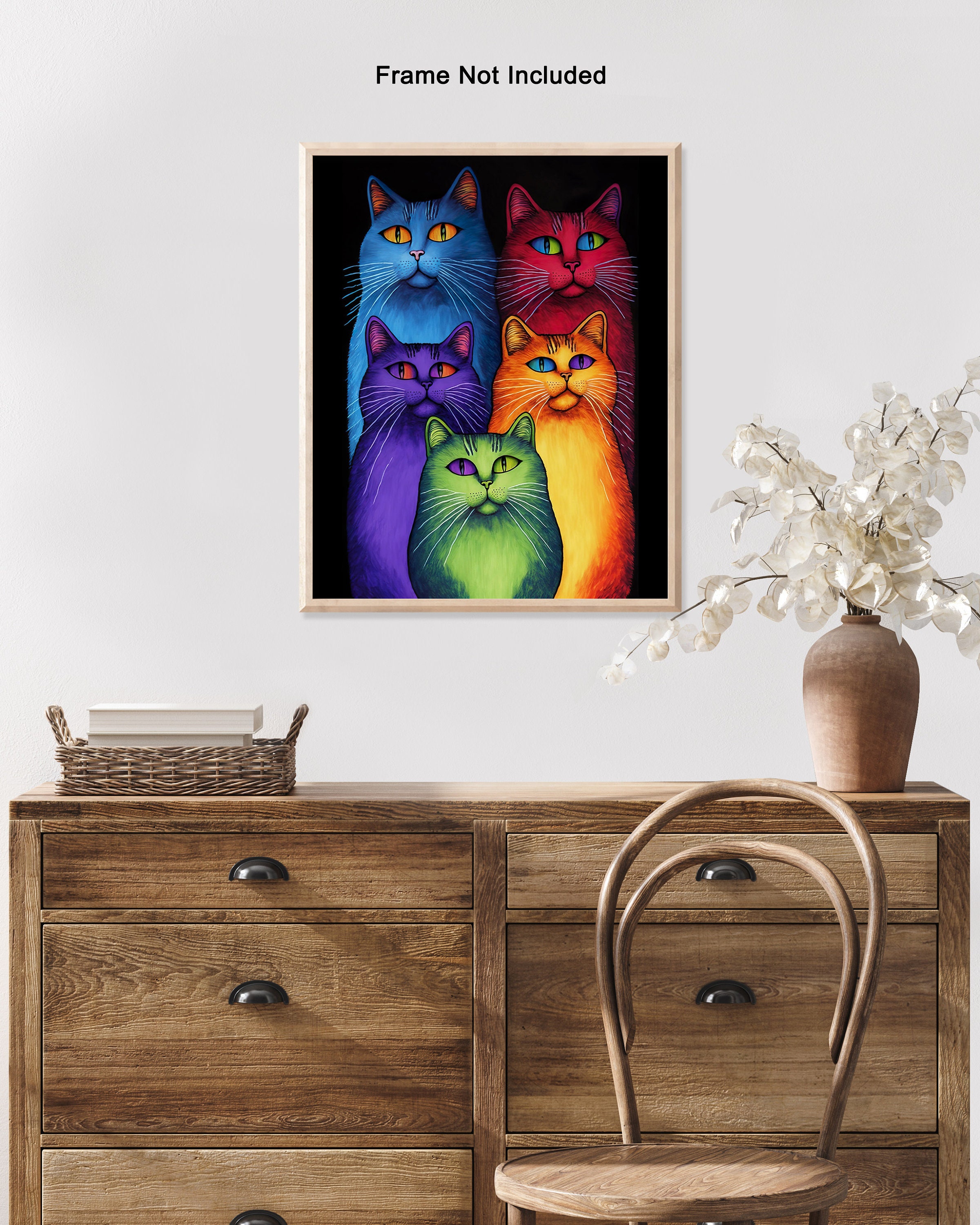Colorful Rainbow Cats Poster Vibrant Cat Art Print for Cat Lovers Chic ...