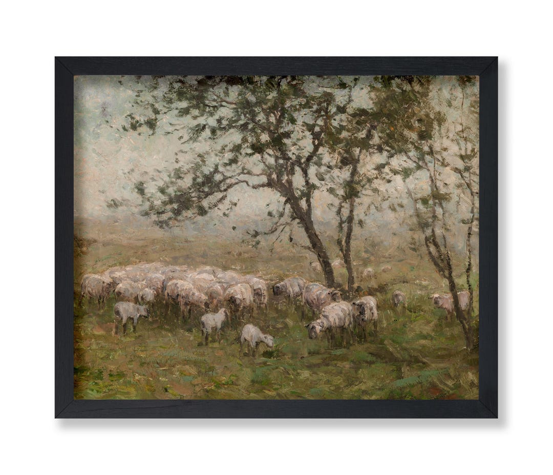Vintage A Flock of Sheep Poster - Retro Shepherding Print - Abstract ...