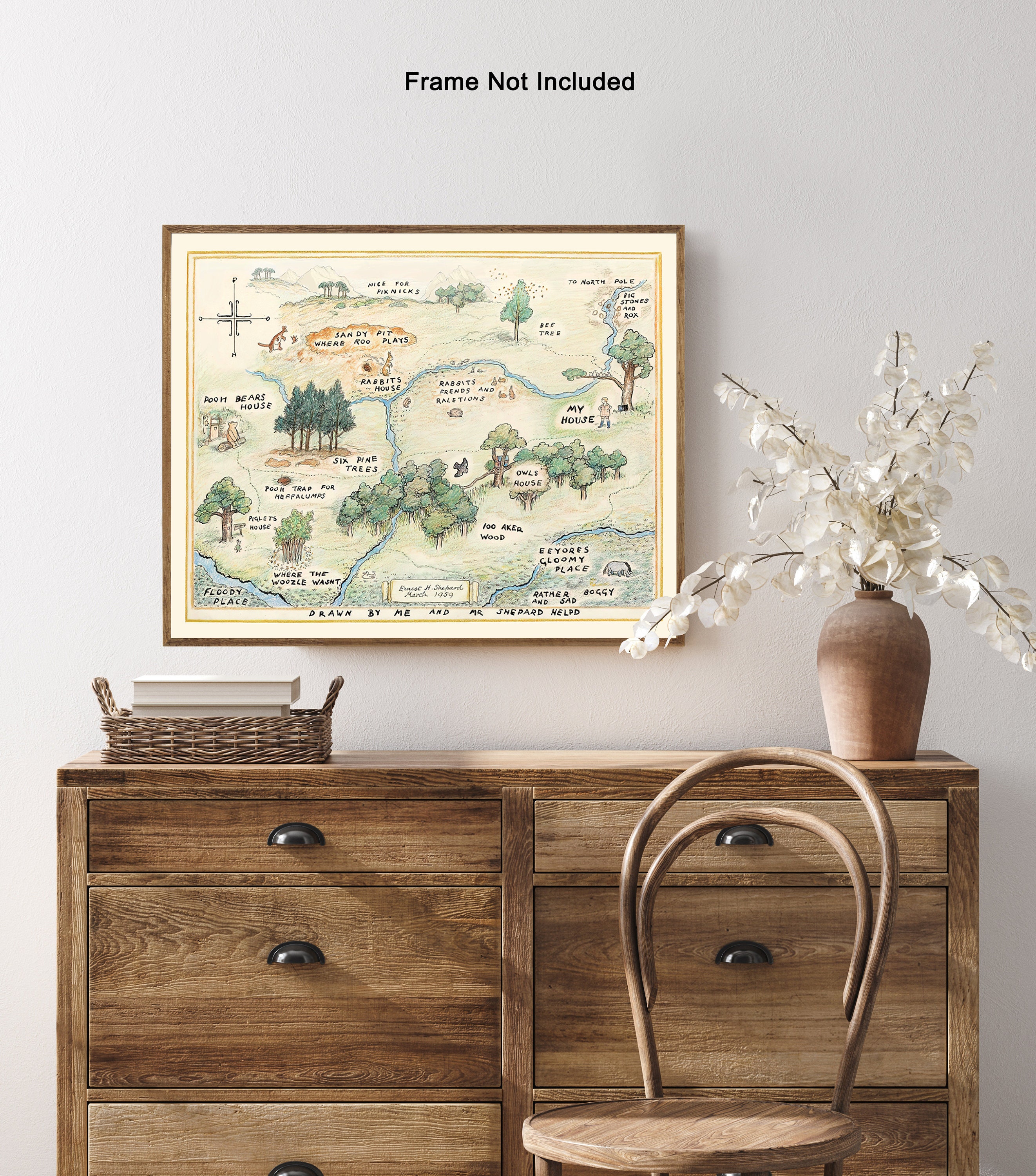 Winnie Pooh Poster - Hundert Acre Woods Karte | 28x35 Cm Kinderzimmer Deko