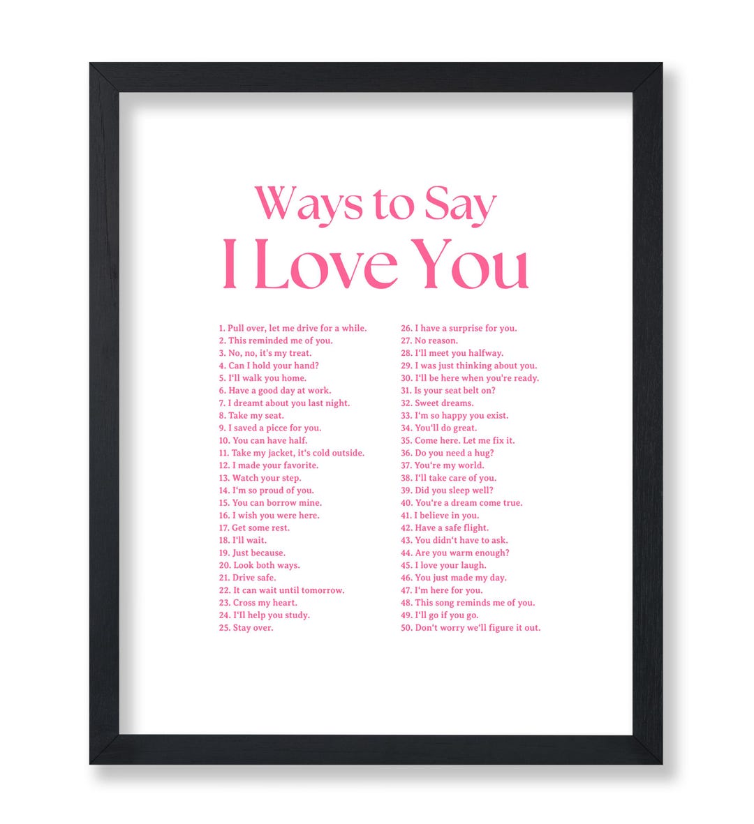 Ways to Say I Love You Poster - Motivational Print - Valentine's Day ...