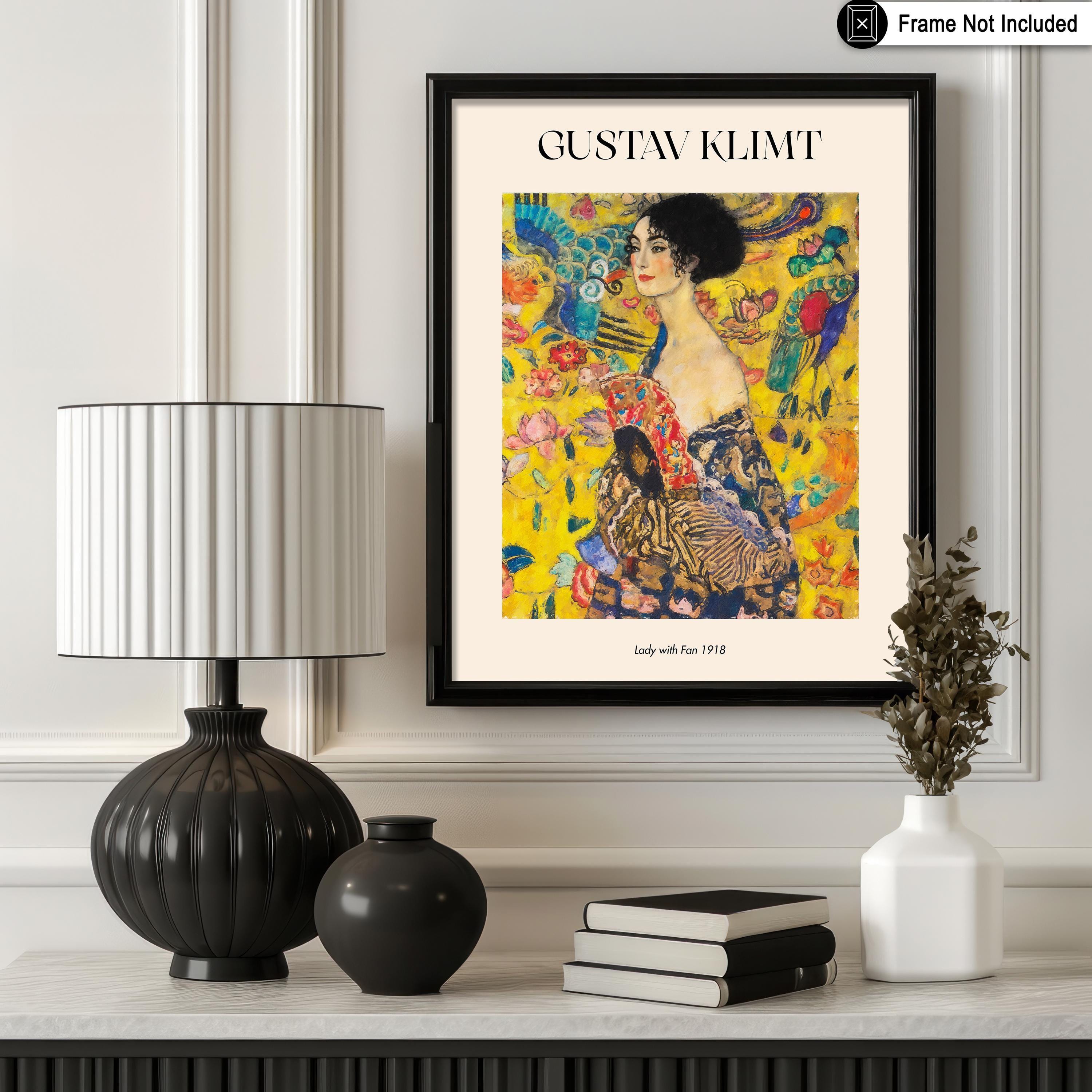 Gustav Klimt Poster - Lady With a Fan Print - Portrait Art - Symbolism ...