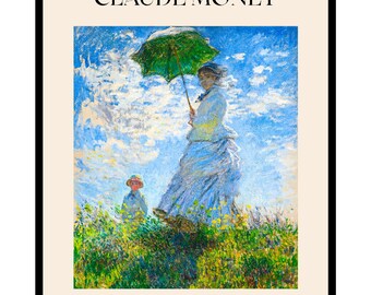 Monet Poster - Madame Monet and Her Son Print - Woman with a Parasol Art - Impressionism Art - Family Art - Home or Office Wall Decor