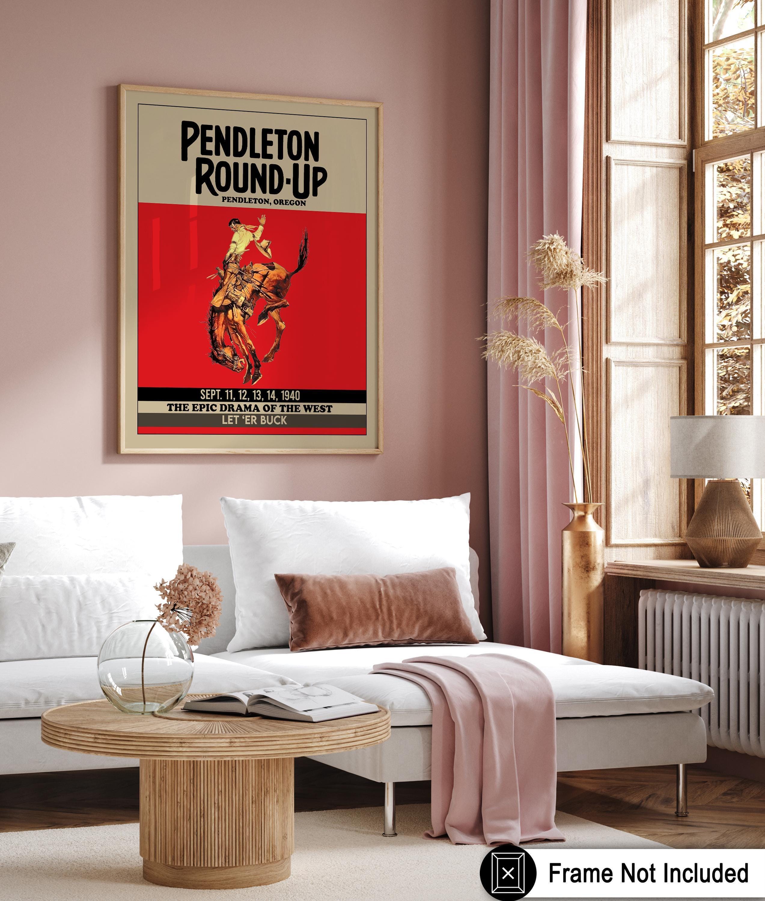 Vintage Pendleton Rodeo Poster - Retro Pendleton Round-up Print