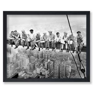 Vintage Manhattan Poster - Retro Lunch Atop a Skyscraper Print - Perfect Gift for New Yorkers - Wall Art