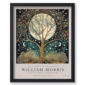 William Morris Poster - Tree of Life Print - Moon Art - Stars Art - Flower Art - Botanical Art - Exhibition Art - Textile Art - Floral Art