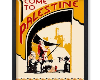 Vintage Travel Poster - Retro Palestine Print - Come To Palestine Art - Middle East Art - Home & Office Decor - Wall Art