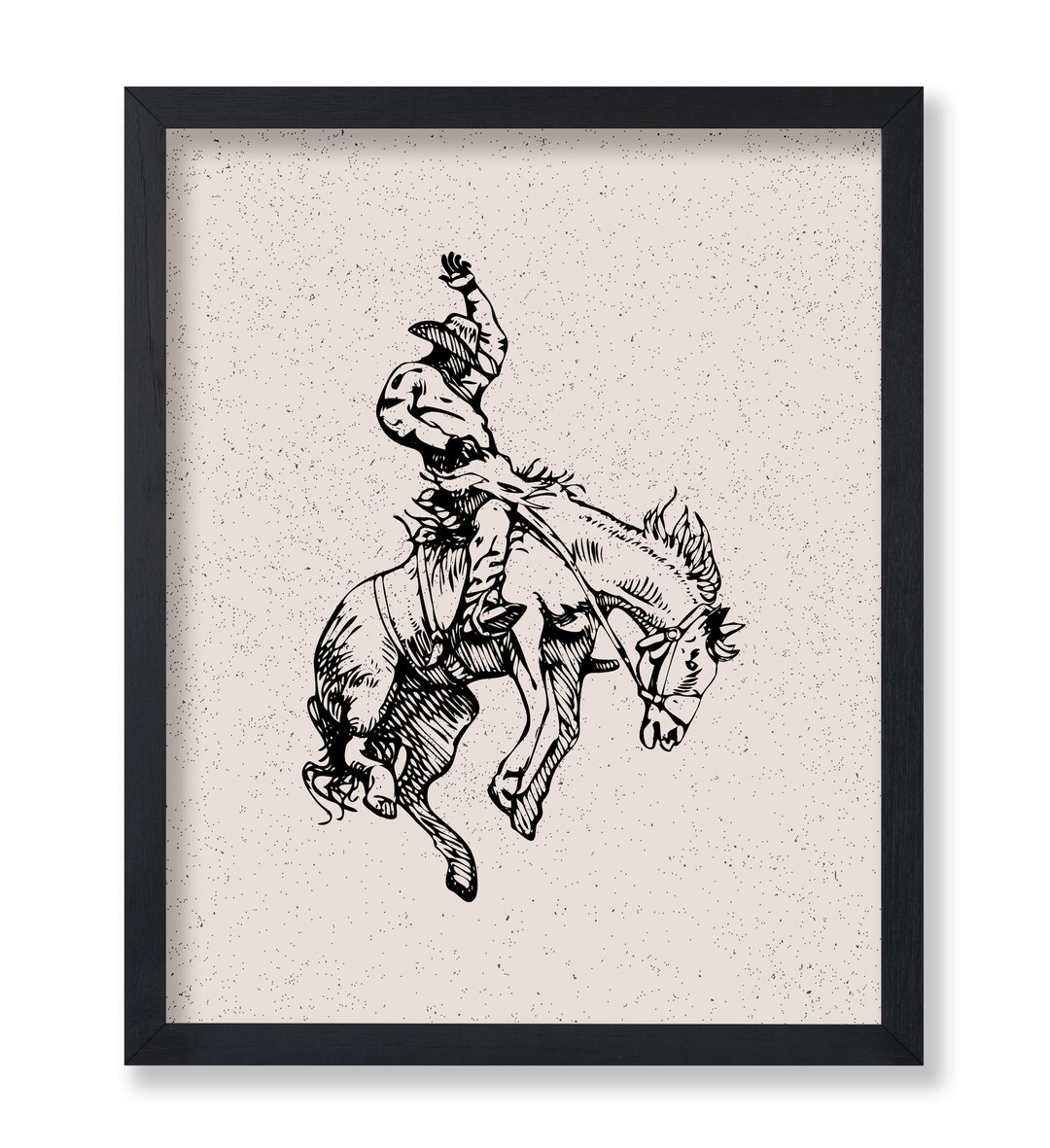 Rodeo Poster - Retro Cowboy on Bucking Horse Print - Cowboy Art - Wild ...