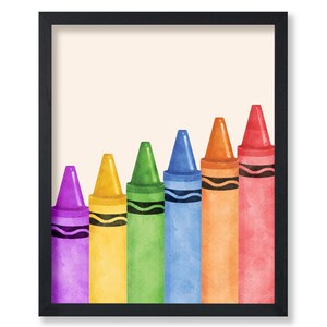 Póster de lápices de colores - Impresión de colores primarios - Material de aprendizaje artístico - Regalo para estudiantes y profesores - Decoración para el aula (SIN MARCO)