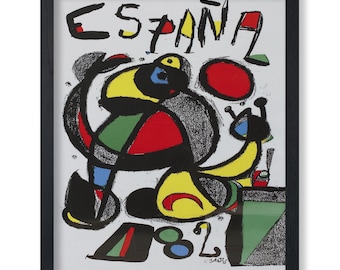 Vintage Sports Poster - Retro Advertising Print - World Cup 1982, Spain, Abstract Figures, Colorful - UNFRAMED - Home & Office Wall Decor