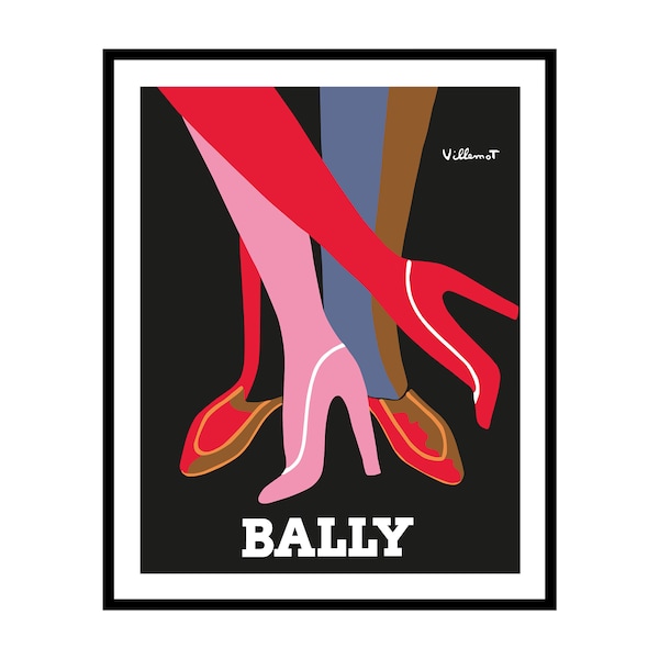 Poster Bally vintage - impression de chaussures pour femmes Bally Legs rétro - cadeau glamour pour elle, femme, fashionista - décoration parfaite pour le bureau à domicile (SANS CADRE)