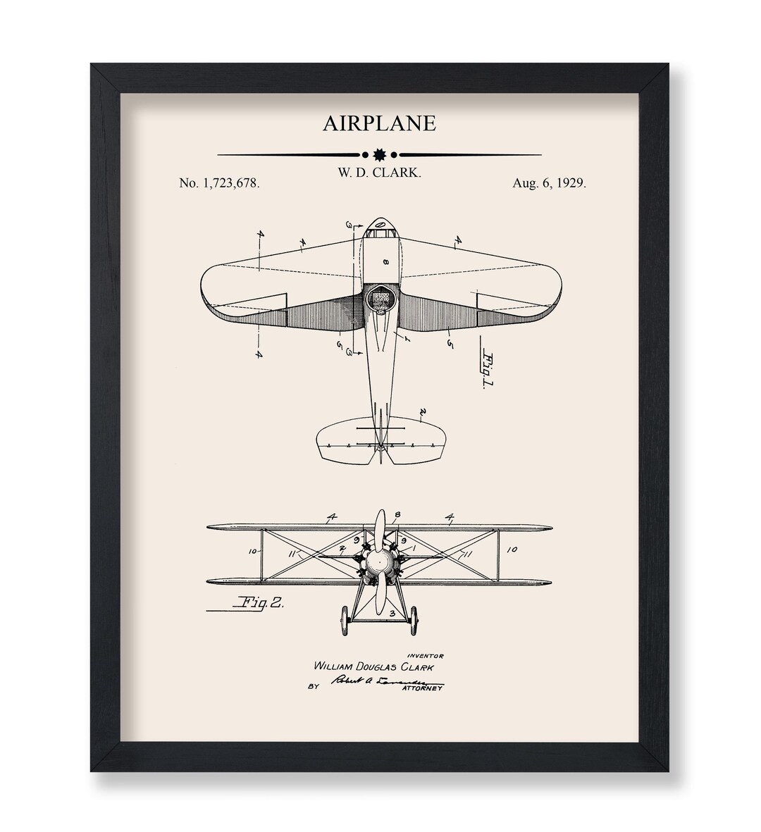 Vintage Transportation Blueprint Poster - Airplane Patent Print ...
