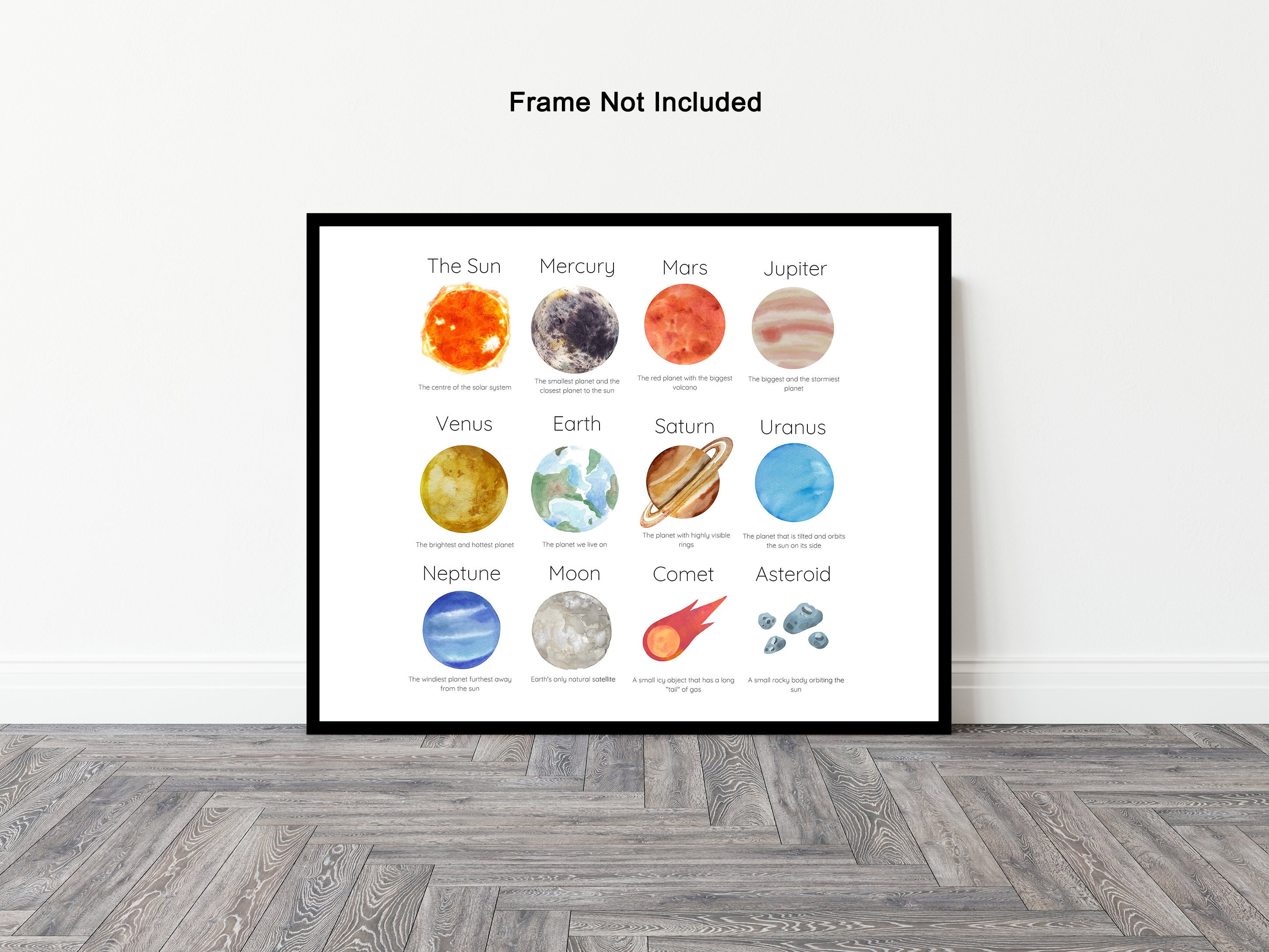 Astronomy Poster Watercolor Solar System Unframed Wall Art Educational ...