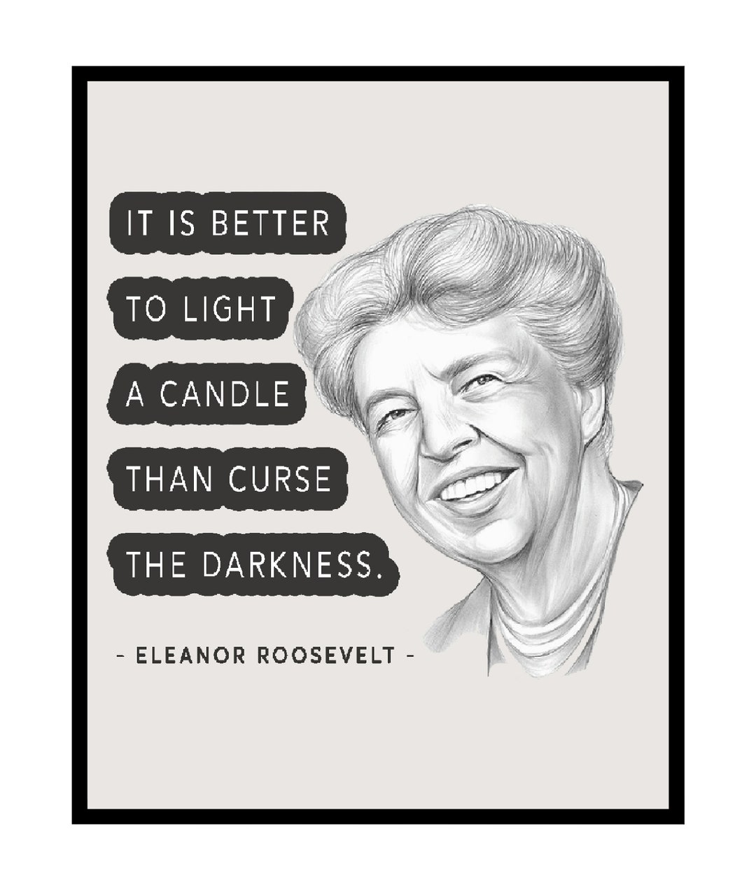 Light A Candle Poster Eleanor Roosevelt Print Motivational Art Positive ...