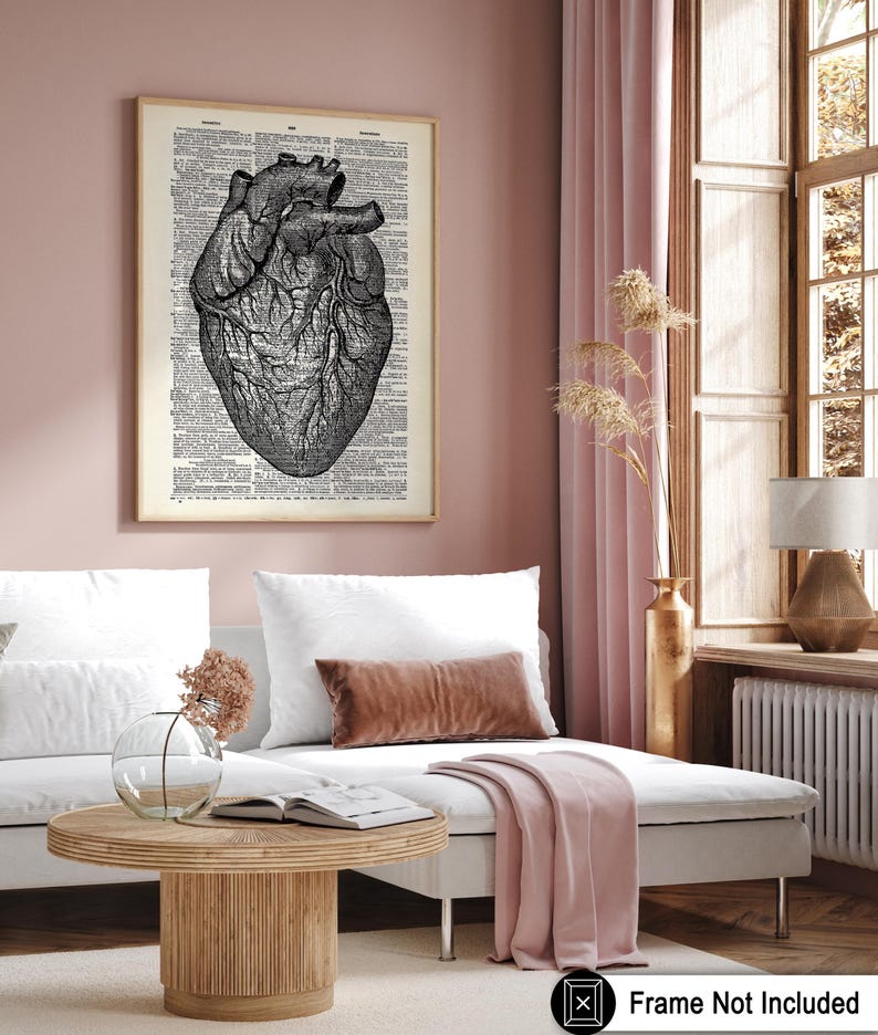 Anatomical Heart Print - Retro Anatomy Art - Gift for Doctor Nurse ...