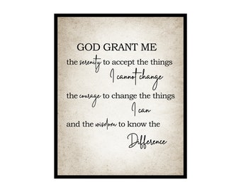 God Grant Me Serenity Prayer Poster - Motivational Wall Art - UNFRAMED - Minimal Bedroom Decor - Gift for Him Her - Scripture Quote Print