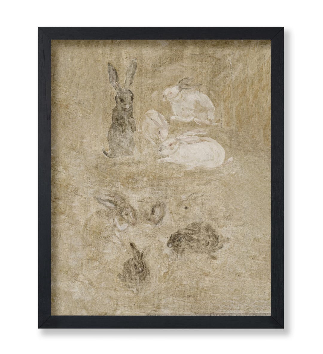 Vintage Rabbits Painting Poster - Retro Rabbit Print - Bunnies Art ...