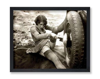 Vintage Mechanic Poster - Car Tire Print - Chic Wall Decor - Photography Gift for Men  Women - Garage Man Cave Art