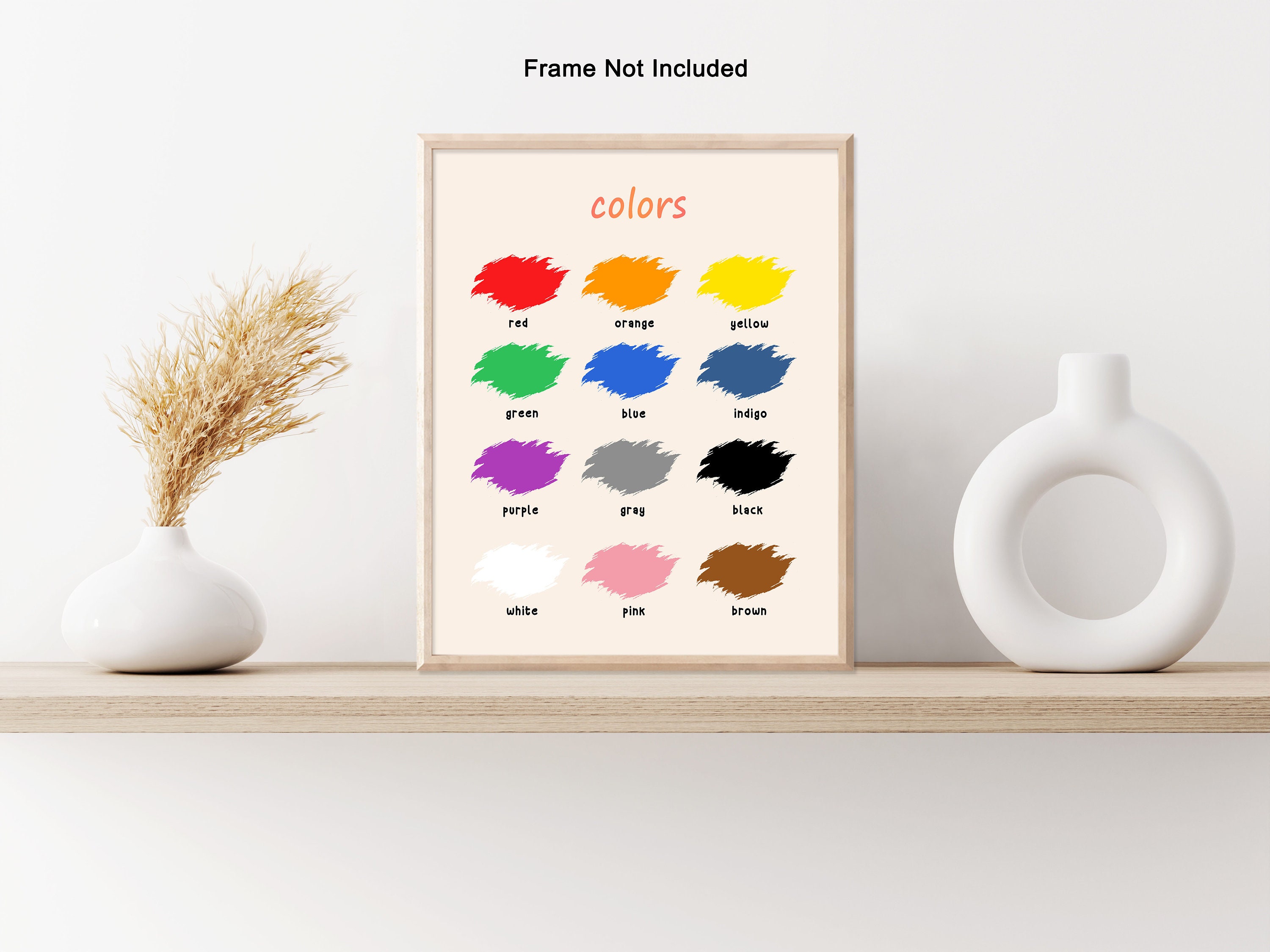Colors Poster Learning Materials Print Color Names Art Gift for