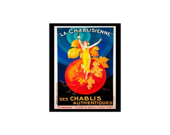 Vintage La Chablisienne Poster - Retro Chablis Wine Print - Gift for Bartender - Perfect Kitchen Wall Decor  - UNFRAMED