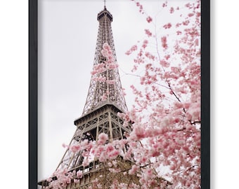 Blooming Paris Poster - Eiffel Tower Print - Photography Art - Cherry Blossom Art - Flower Art - Architecture Art - Floral Art